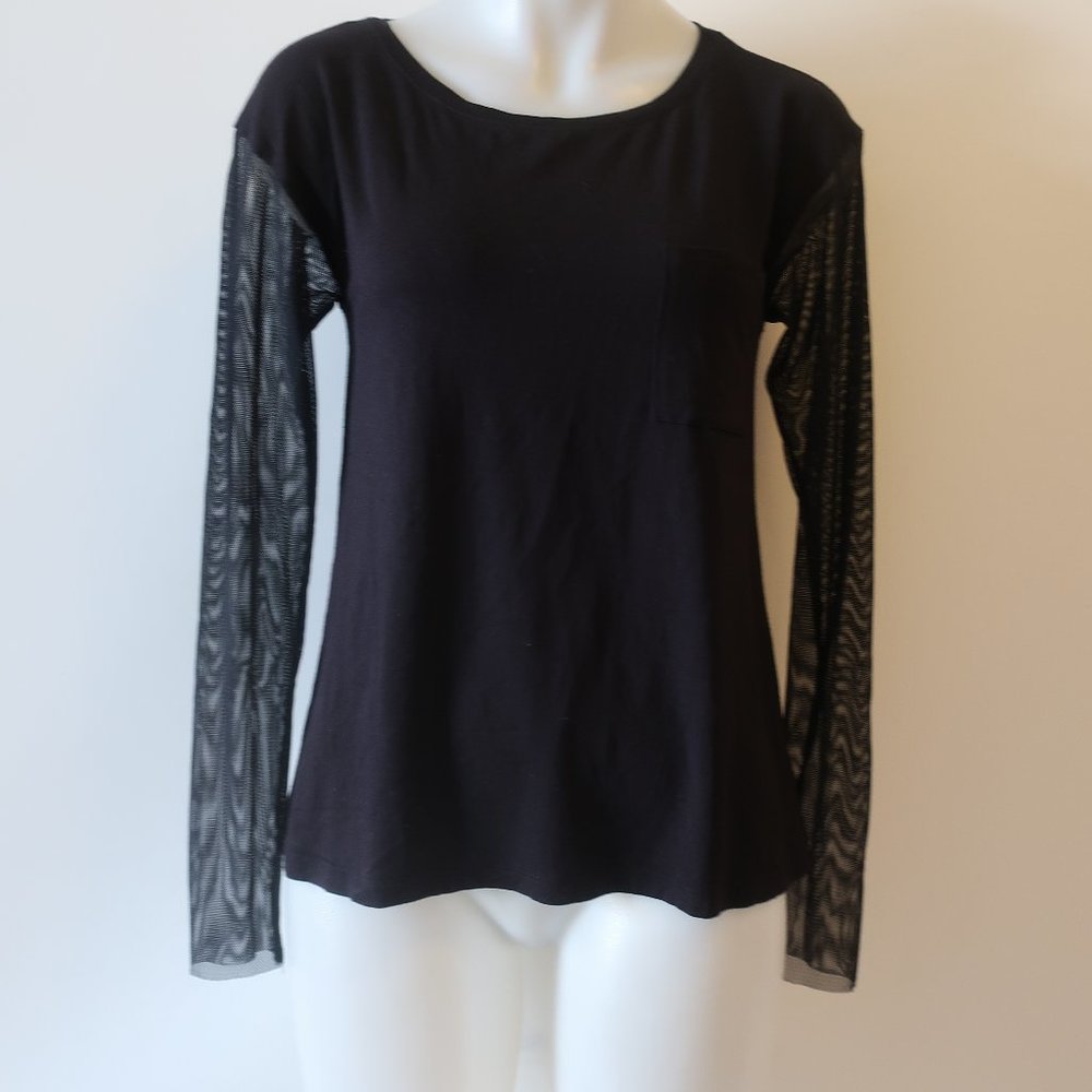 WOMENS MORRISSEY BLACK MESH SLEEVE TOP S *